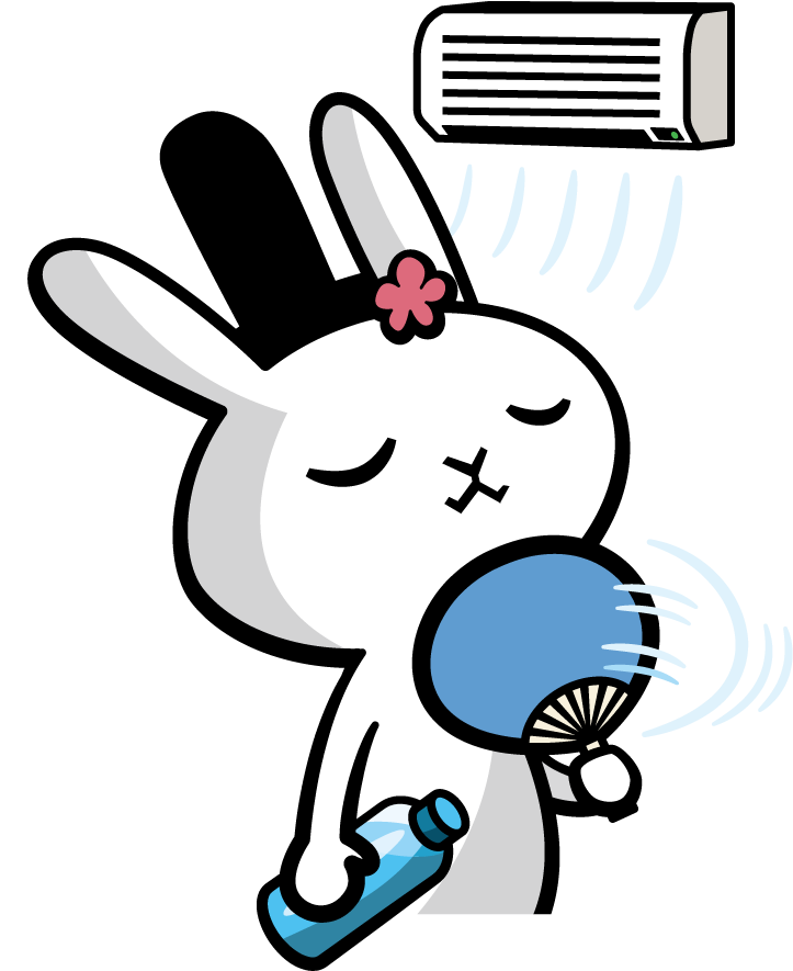 エアコンの風をあびるおとものタビット