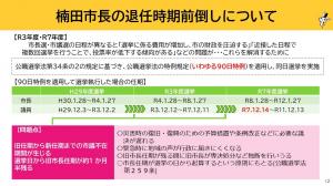 公職選挙法のいわゆる90日特例を適用して、市長・市議会議員選挙を同日に実施する説明