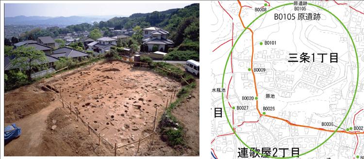 原遺跡画像と位置図