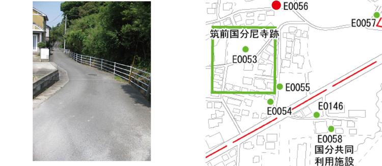 陣ノ尾川沿いの道の風景と位置図