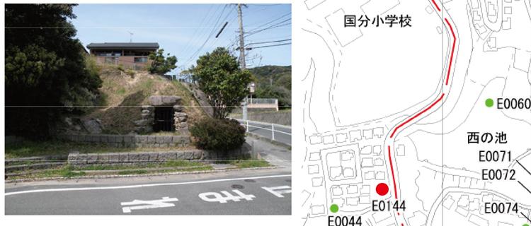 陣ノ尾1号墳画像と位置図