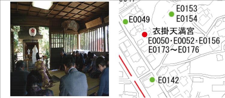 衣掛神社の宮座の様子と位置図