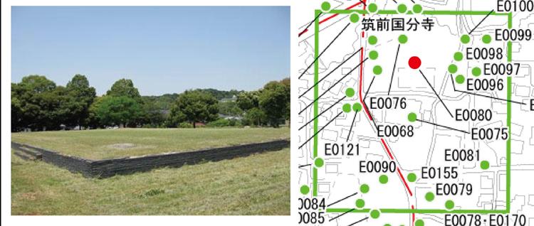 筑前国分寺講堂跡画像と位置図