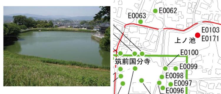 上ノ池をのぞむ風景と位置図