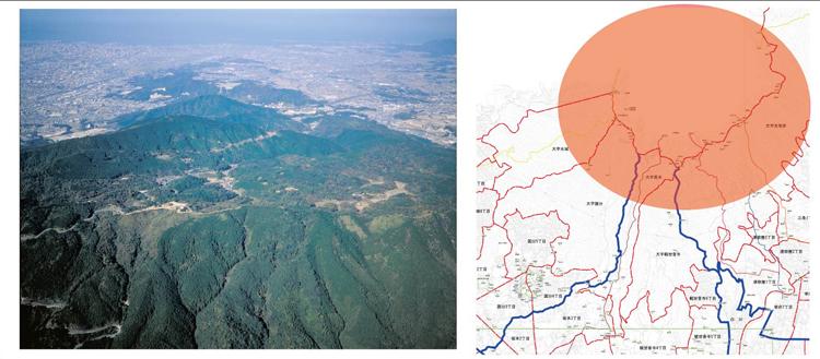 大野城画像と位置図