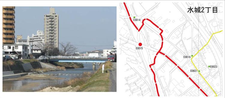 大野城橋画像と位置図