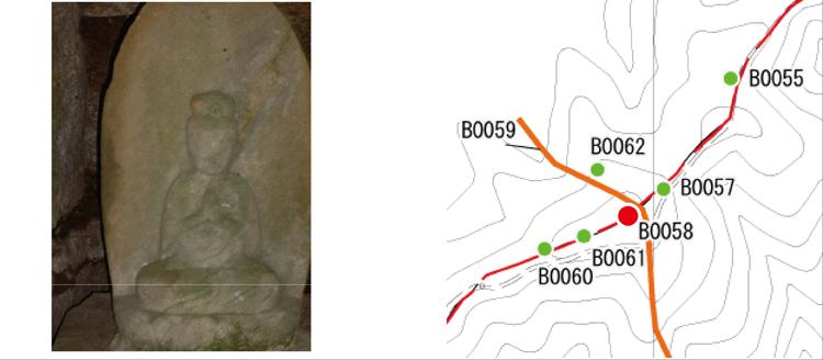 四王寺山三十三石仏 第11番札所の画像と位置図