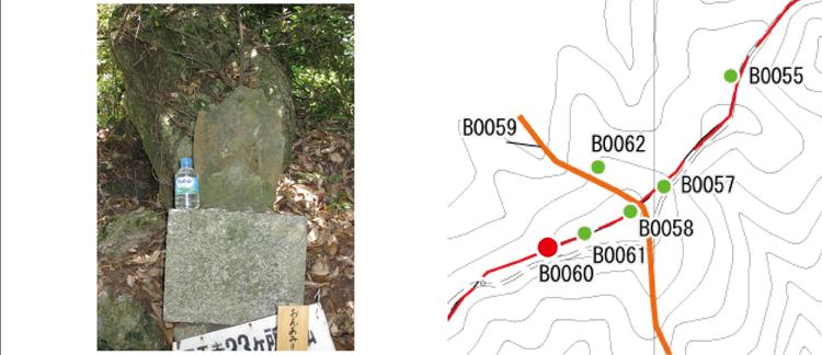 四王寺山三十三石仏 第9番札所の画像と位置図