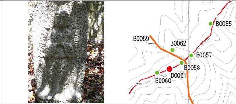 四王寺山三十三石仏 第10番札所の画像と位置図