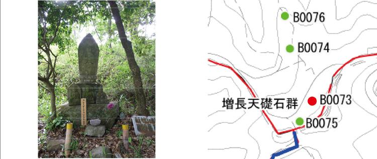 四王寺山三十三石仏 第32番札所の画像と位置図