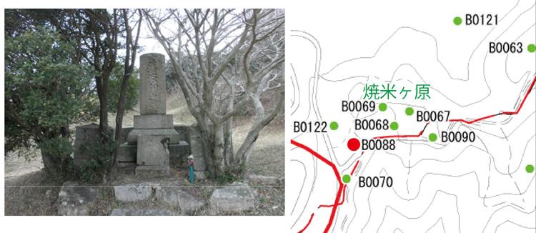 座頭の塔の画像と位置図