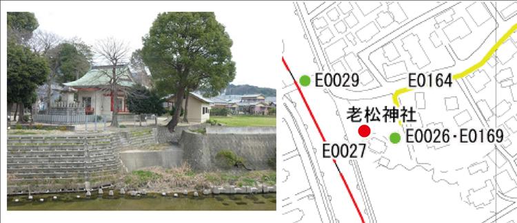 水城の渡し跡画像と位置図