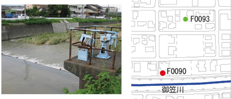 五反田堰画像と位置図