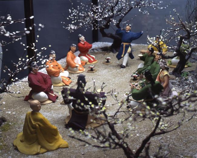 大宰府展示館に展示されている梅花の宴の模型