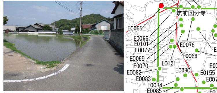 国分寺西側と北側の境界線が交わる所