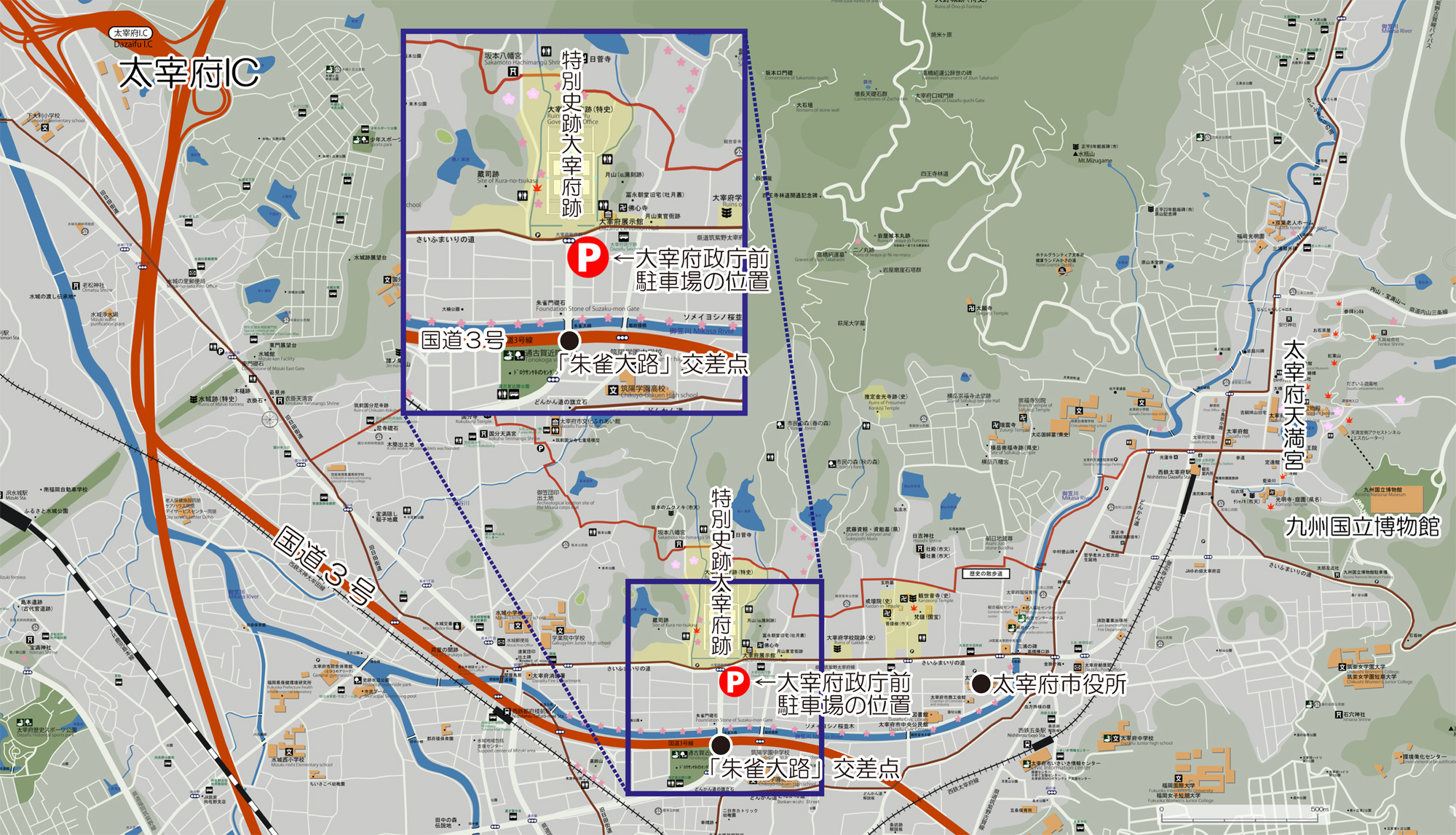 政庁前駐車場地図