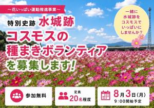 水城跡のコスモスの種まきボランティアを募集します