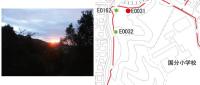 国分小学校裏山の日の出の風景と位置図