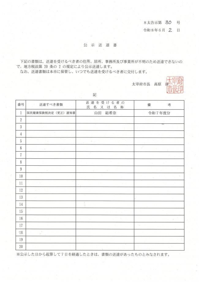 令和8年6月2日告示第80号